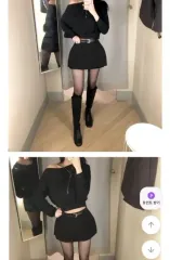 ブラック オフショルダー スウェット