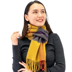 [monilo] マフラー レディース メンズ ウール100％ 首元からしっかり暖かい 自宅で洗える 軽量 (クラシックキャメル) 1