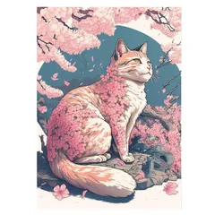 JISHSHAY ダイヤモンドアート キット 30x40cm ダイヤモンドアート 猫 可愛い ビーズアート 動物 5D ダイヤモンドアート 桜 DIY ダイヤモンドペインティング 初心者 ダイヤモンドアート ピンクの猫 人気 手芸キット 壁の装飾 芸術品