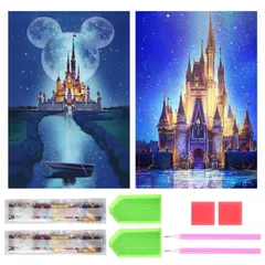 YUWENW ダイヤモンドアート キット ダイヤモンドの絵画 2個セット 城 キャッスル きれい 全面貼り付け ダイヤモンドアート 初心者 大人の子供 DIY 手芸キット