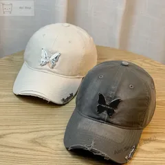 キャップ メタルバタフライ 蝶 ロゴ レトロ グラデーション バイザー ハット  ユニセックス おしゃれ かっこいい アメカジ ストリート スナップバック 調節可能 小顔効果 UVカット 男女兼用 オールシーズン 野球帽 ゴルフ アウトドア ギフト プレゼント