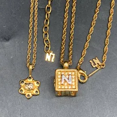 M492 美品2点セット NINA RICCI ニナリッチ ラインストーン ネックレス ペンダント アクセサリー レディース ゴールド系