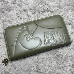 【ほぼ未使用】MOOMIN ムーミン 長財布 ラウンドファスナー グリーン レザー