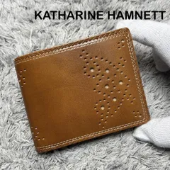 【未使用】KATHARINE HAMNETT キャサリンハムネット 二つ折り財布 ブラウン レザーのサムネイル