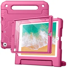 【特価セール】耐衝撃 フルボディハンドルスタンド 液晶保護フィルム付き (第6/5世代、2018/2017モデル) タブレット保護カバー ケース 9.7インチ iPad (ローズ) 子供用 JETech
