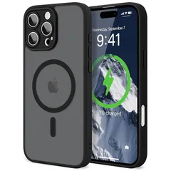 LAPOPNUT iPhone 16 Pro Max 用 ケース MagSafe対応 ワイヤレス充電対応 半透明 耐衝撃 滑り止め マグセーフ対応 防指紋 おしゃれ スマホケース マグネット搭載 軽量 薄型 ストラップホール付き 落下保護 衝撃吸収 カバー 1