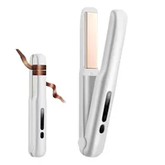 D★コードレス ヘアアイロン 2WAY 18mmプレート カール&ストレートコードレスアイロン 140℃?200℃ 4段階温度設定可能 30s 急速加熱 20分自動電源OFF 誤起動防止ロック Type-C 充電式ヘアアイロン 男女兼用 ミニ 8ca283d3