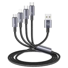 4 in 1 充電ケーブル 急速充電 USB Type-C/USB Type-C/IP/Micro 1本4役 ４台同時充電 USB充電ケーブル 高速データ転送 高耐久ナイロン編み タイプC ケーブル タイプC ケーブル 多機種対応 1.2M  cb3a4b76