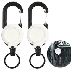 【在庫セール】リールキーホルダー 2個セット カラビナ付 リールストラップ 金属ワイヤー 最長60cm 伸びる 紛失防止 釣り登山最適 多機能 水筒、鍵、ベルを吊るす など