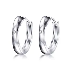 【在庫セール】ツートンカラー 最高級ジルコニア メンズ フープピアス 黒 男女兼用 ピアス リング 18金 ピアス プラチナ ピアス シルバー925 金属アレルギー対応ピアス アクセサリー