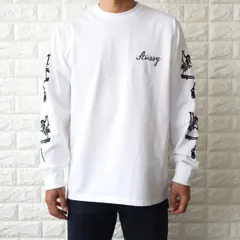 STUSSY ステューシー ロンT PARADISE LOST L/S TEE ロゴ Tシャツ WHITE ホワイト トップス ロング ロンティー 長袖Tシャツ メンズ