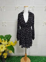 新品 ザラ パープル フラワー ブラック ONE PIECE