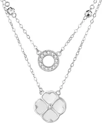 [YIYU以語] パールネックレス レディース 2連クローバー 四つ葉