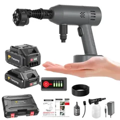 高圧洗浄機【8.5MPa強化版・超軽量560g・ぴかぴか洗浄店監修】ミニ高圧洗浄機 コードレス 充電式 出水量20％拡大 残量表示 PSE認証済み バッテリー2個 合計容量30000mAh マキタバッテリー互換 5m超柔軟ホース 多機能6in f1cc2e34