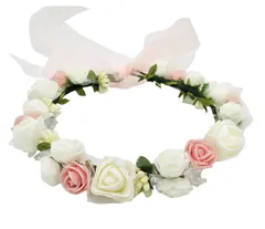 【新着商品】お花の 冠 花冠 ヘッドドレス 髪飾り ヘアアクセサリー ウェディング ダンス衣装 ライブ フェス パーティーなどイベントに (マルチカラー)