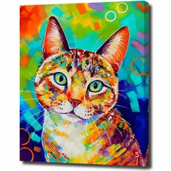 【新着商品】動物 W30cm H40cm アートフレーム 絵画 猫 キャンバス 額付き ウォールアート ポップアート アートパネル モダンアート 壁掛け インテリア 装飾