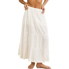 リズム レディース ボトムスカート ティアード マキシ Rhythm Classic Tiered Maxi Skirt Womens White ホワイト