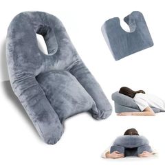 うつぶせ寝 枕、網膜剥離 医療用うつ伏せ枕 フェイスダウン枕 眼科手術後 クッション 睡眠用 うつ伏せ枕フェイスダウンスリープ シュレッドメモリーフォーム付きホームマッサージ枕 (グレー)ｎ 02bfedaa