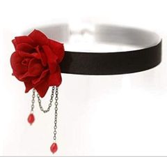 ネックレス アクセサリー チョーカー ベルベット バラ レッド TaJiMy 赤 ダンス ベリーダンス アイリー レディース ばら 太もも