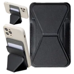 スタンド グリップ iPhone スマホ 16 15 14 カードケース 13 12 対応 MagSafe カード 2枚収納 (ブラック)