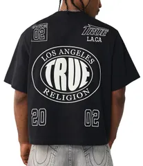 トゥルーレリジョン メンズ トップス シャツ True Religion Short Sleeve Boxy Stacked TShirt Jet Black ブラック