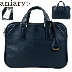 【M456】【美品】aniary アニアリ ミニブリーフケース ハンドバッグ レザーバッグ オールレザー 裏地カモフラージュ柄