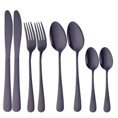 【新品】 BISDARUN カトラリーセット スプーン フォーク ナイフ セット 8本 2人用 ステンレス鋼 シンプル 食洗機対応 新生活 来客 業務用 ブラック