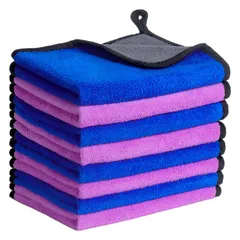 【在庫セール】(30*40) 傷防止 ふき取り 掃除 吸水速乾 2色 洗車家事用 マイクロファイバータオル 柔らかい ブルーとパープル 厚い繊維 マイクロファイバークロス 洗車タオル