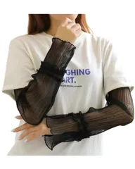 [Liebendo] UVカットアームカバー アイスシルクアームカバー レディース 接触冷感 夏 ひんやり 吸汗速乾 通気性拔群 伸縮性 脱着簡単 紫外線対策 快適 日焼け止め 手袋 おしゃれ 腕カバー 可愛い (ブラック) [ブラック]