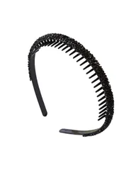 カチューシャ ビジュー コーム付き ラインストーン キラキラ ヘッドアクセ ヘア デイリー ヘアアクセサリー カチューシャ 可愛い 前髪 髪留め 髪飾り (ブラック, フリーサイズ) [ブラック] [フリーサイズ]