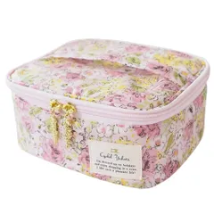 【在庫処分】おしゃれ 持ち運び ポケット付き 旅行 ブラシ 大人可愛い 日本製 大容量 LC 花柄 レディース ニコラ 化粧ポーチ ピンク バニティポーチ