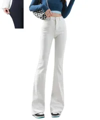 [motayu18] ストレス無し 細見え スキニーパンツ レディース ズボン 黒パンツレディース ジーンズ ジーパン 黒パン フレアパンツ ウエストゴム ストレッチ ハイウエスト (JP, アルファベット, S, ホワイト) [ホワイト] [S]