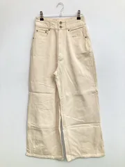 JEANASIS ジーナシス デニムパンツ S アイボリー フルレングス 無地 ワイド・ルーズ ストレート ハイウエスト