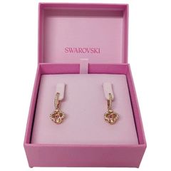 SWAROVSKI スワロフスキードロップピアス クローバー18Kローズゴールド