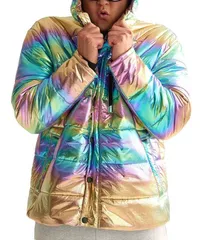 チャビーズ メンズ アウター ジャケット・ブルゾン パーカー ジャケット グラフィック Chubbies Holographic Winter Puffer Hoodie Jacket Gold ゴールド