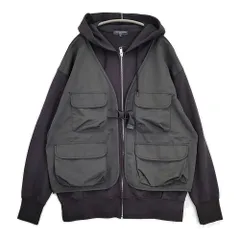COMME des GARCONS HOMME AD2024 綿裏毛×エステル綿タフタジップパーカー サイズL ブラック メンズ コムデギャルソンオム【中古】6-0307M♪のサムネイル