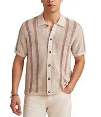 ラッキーブランド メンズ アウター ニット・セーター ポロシャツ セーター Lucky Brand Vertical Stripe Short Sleeve Polo Sweater Turtledove ストライプ