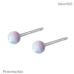ピアス スターリングシルバー シルバー 金属アレルギー対応  Silver925 シルバー オパール風 ミニピアス 極小プレゼント プチギフト 贈り物 収納ケース付ミニ 小さめ 小ぶりつけっぱなし 目立たない Peacetachio