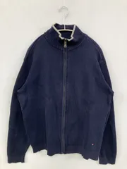 TOMMY HILFIGER トミーヒルフィガー ニット/セーター S ネイビー コットン ウール・ニット 無地 ワンポイント ミドル丈 長袖 タートルネック/ハイネック
