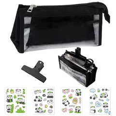 【新品】 Coollooda ペンケース クリア ふでばこ マグネットクリップとかわいいステッカー4枚付き 筆箱 大容量(ペン80本と20cm定規を収納できます)6層 韓国 おしゃれ 多機能 化粧品収納バッグ ツールペンケース 小物収納 文房具収納 旅行用 0