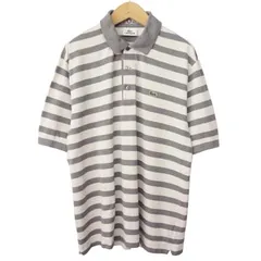 ラコステ LACOSTE ポロシャツ ボーダー ワンポイント 鹿の子 5 グレー 白