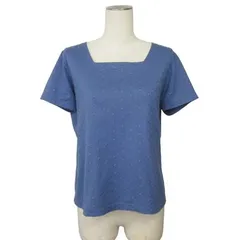 ニューヨーカー NEWYORKER カットソー Tシャツ 花刺繍 スクエアネック 13 青