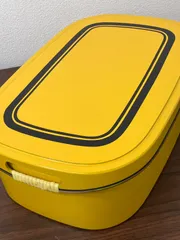 小物入れ　昭和レトロ　ケース　収納ケース　黄色　イエロー　アンティーク　ビンテージ　ヴィンテージ
