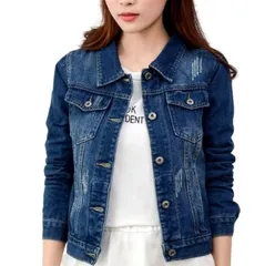 【特価セール】【1/2style】レディース Gジャン デニムジャケット ダメージ加工 ブリーチ 長袖 カジュアル 羽織り