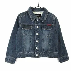 コムサイズム COMME CA ISM デニムジャケット ジージャン ロゴ 裏総柄 ウォッシュ加工 110 インディゴブルー KIDS