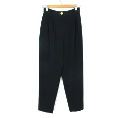 コルディア CORDIER パンツ タック テーパードパンツ ウール ハイウエスト 装飾ボタン センタープレス L 40 深緑 ダークグリーン ゴールド