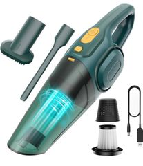 ハンディクリーナー, 多機能ミニ 車用掃除機 コードレス 強力吸力 電動ハンディ掃除機 595g 小型 軽量 人気 低噪音 簡単収納/キーボード掃除/車内清掃/ペット毛掃除/家庭用-グリーン