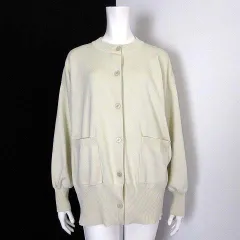 ローリーズファーム LOWRYS FARM スポンディッシュ クルー カーディガン ニット リブ 切替 オーバーサイズ ボリューム袖 長袖 M 2 アイボリー