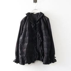 スロ suro リネン カシュクール ブラウス/ダークネイビー トップス 前開き リボン 長袖 【2400014487602】 スロ suro リネン カシュクール ブラウス/ダークネイビー トップス 前