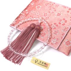 【在庫セール】漆ぷろだくと 数珠【高級 数珠袋付き】女性用 切子硝子 全ての宗派でお使い頂けます【京都珠数製造卸協同組合タグ付き】
